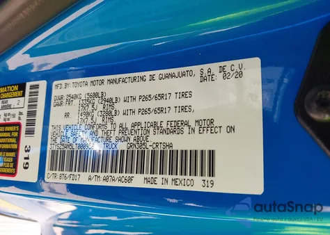 2020 Toyota Tacoma Trd Sport z USA, uszkodzony, nr VIN 3TYSZ5AN5LT000958